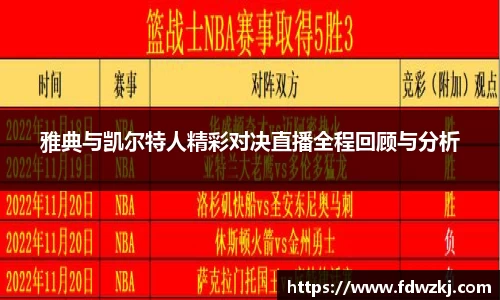 雅典与凯尔特人精彩对决直播全程回顾与分析